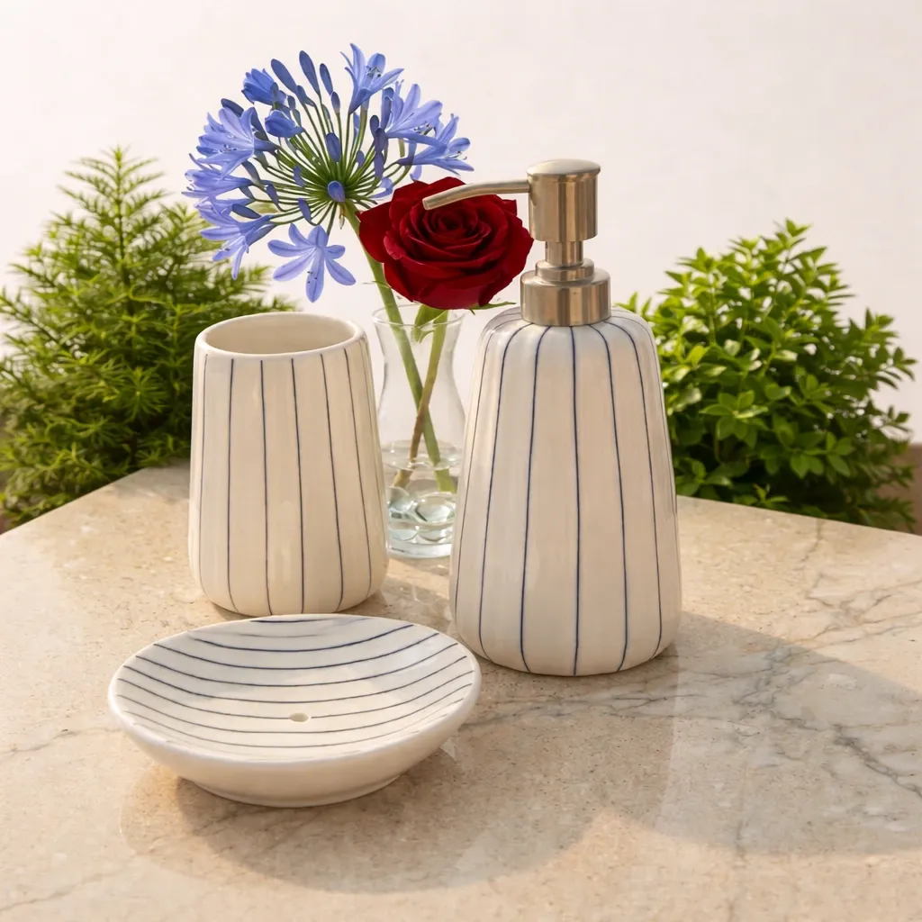 Ceramic set with floral backdrop.webp